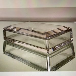 Val St Lambert Cut Crystal Box with Cover Great Box for Small Collectibles Shell